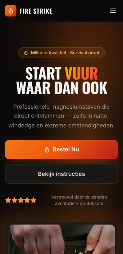 Website van Fire Strike op mobiel