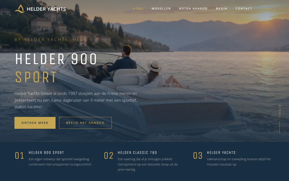 Proefontwerp Helder Yachts op desktop