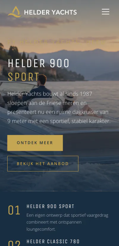 Proefontwerp Helder Yachts op mobiel