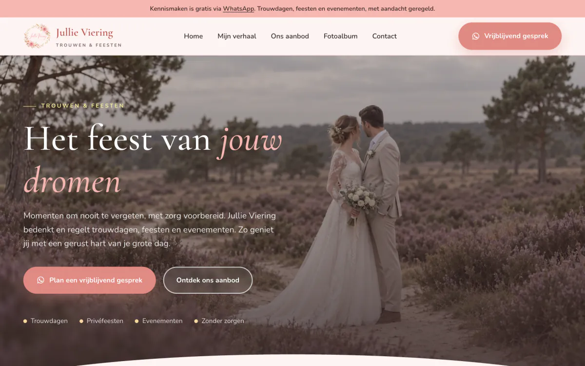 Proefontwerp Jullie Viering op desktop