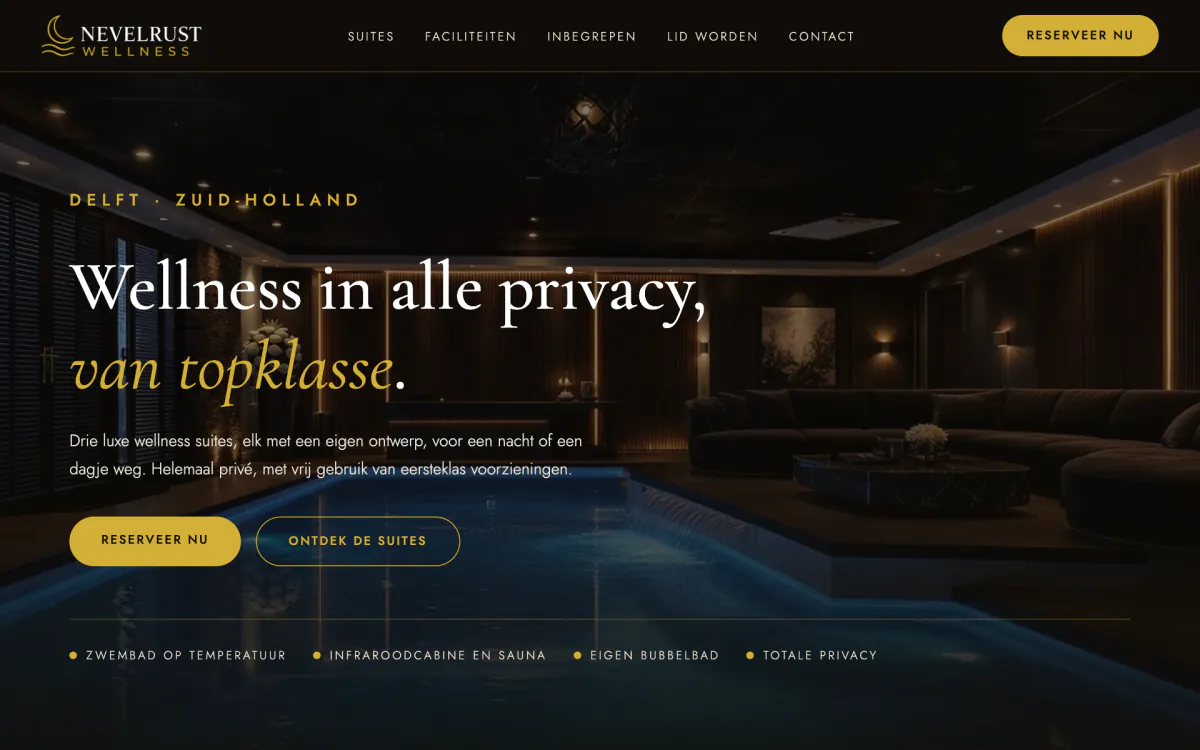 Proefontwerp Nevelrust Wellness op desktop