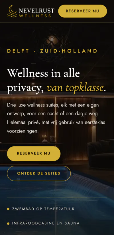 Proefontwerp Nevelrust Wellness op mobiel
