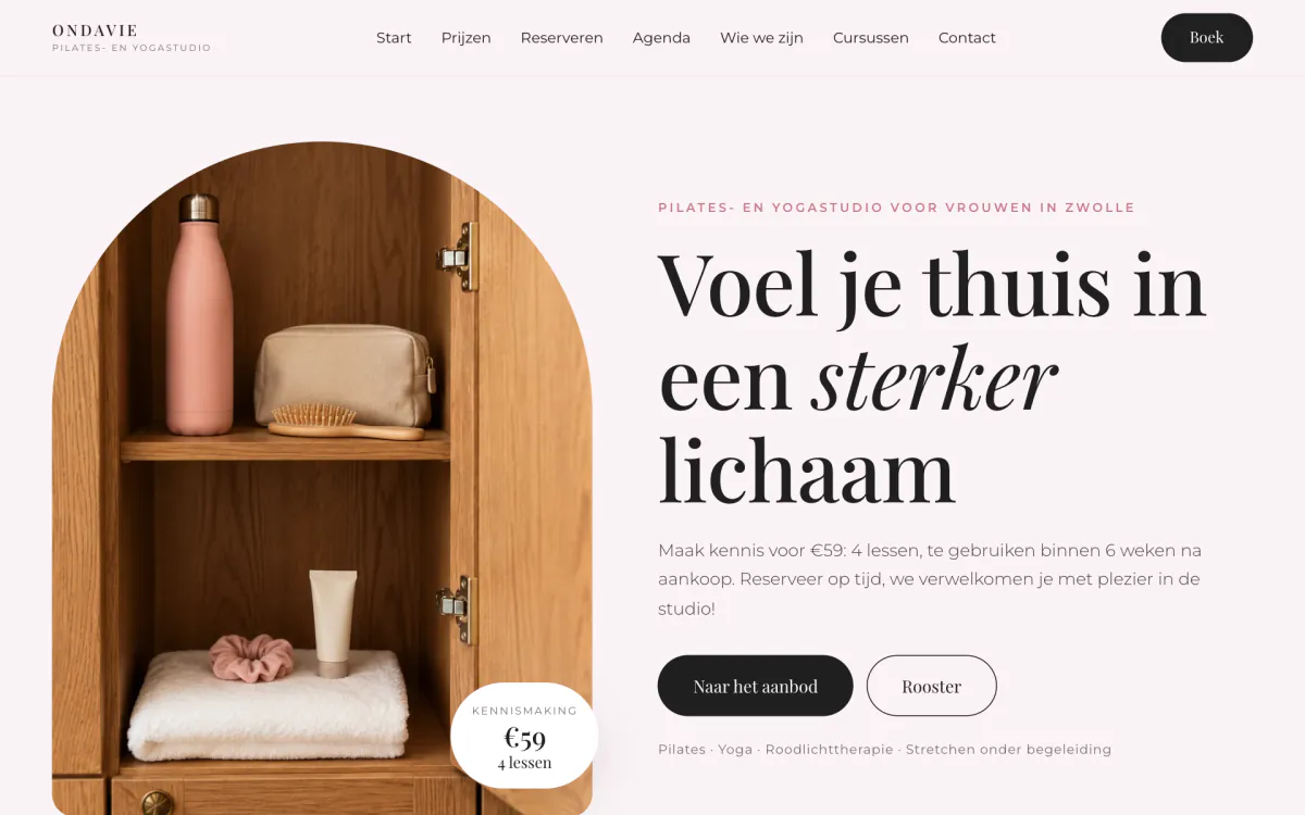Proefontwerp Ondavie op desktop