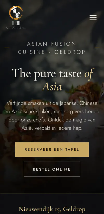 Website van Restaurant Uchi op mobiel